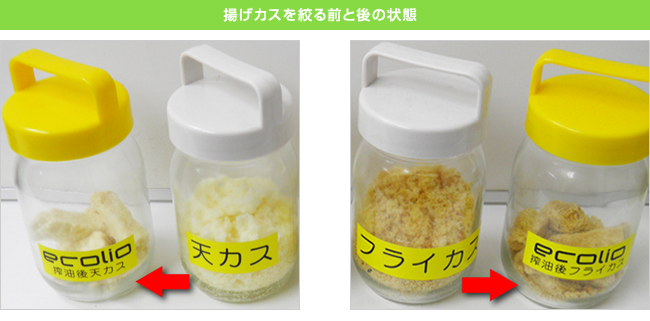 エコリオで搾油された油とカス